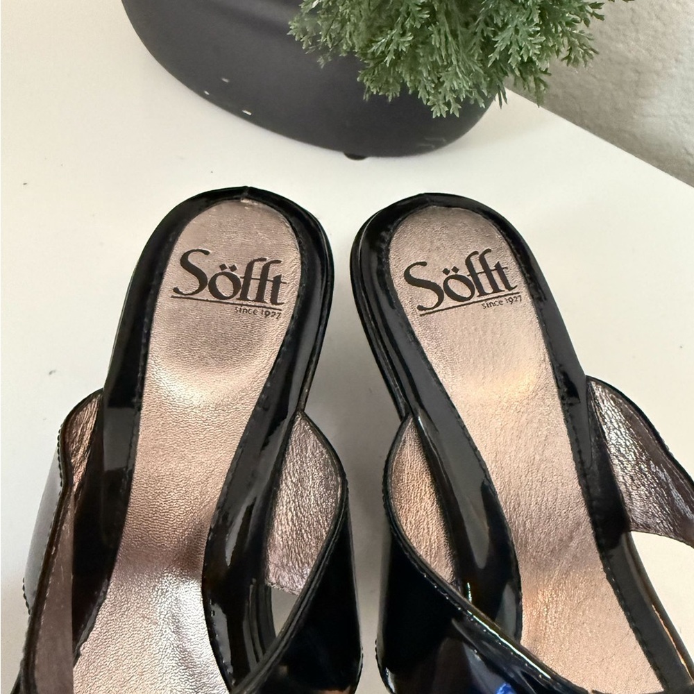 Soft Black Sandals with Gold Accents - Picture 5 of 6